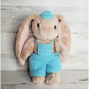 VTG Jointed Bunny Rabbit Plush Floppy Ears Crochet Outfit Wang's International